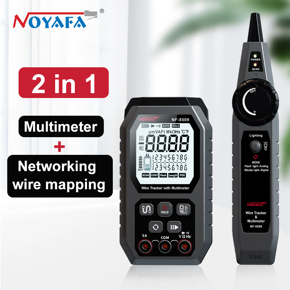 Noyafa NF-8509 Rastreador de fio 2 em 1 e multímetro para testes eletromecânicos e cabeamento de rede